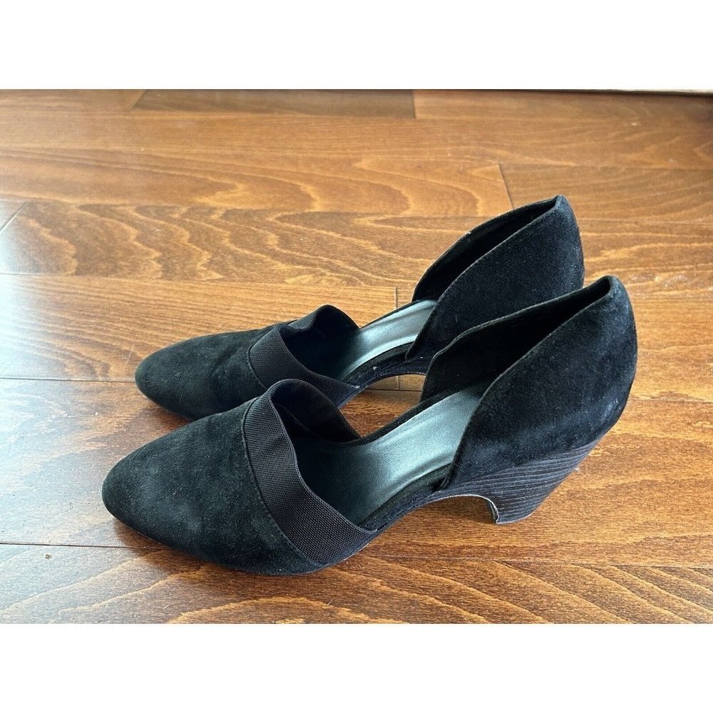 Eileen Fisher Womens Black Leather Closed Toe Shoes Size 10‎ Heels